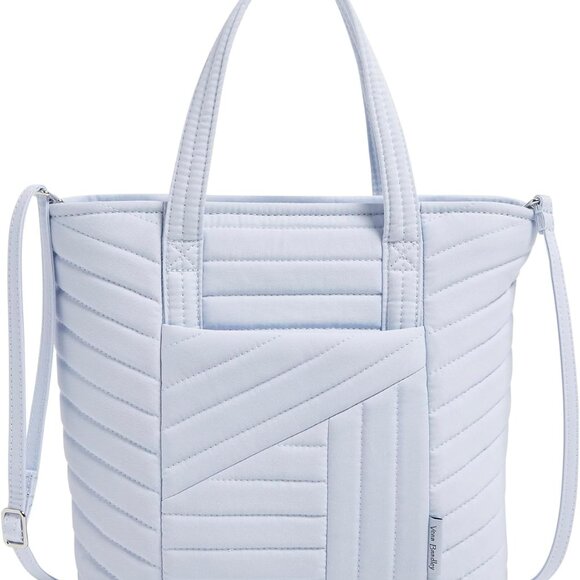 Cotton Mini Tote Bag Womens Zipper Closure Adjustable Strap Morning Glory - Picture 1 of 3